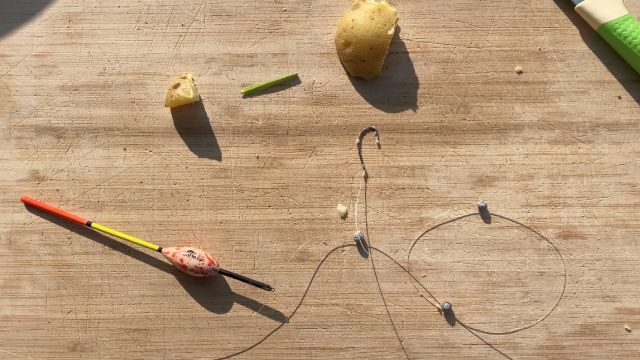 Penvissen met gekookte aardappels stap 1