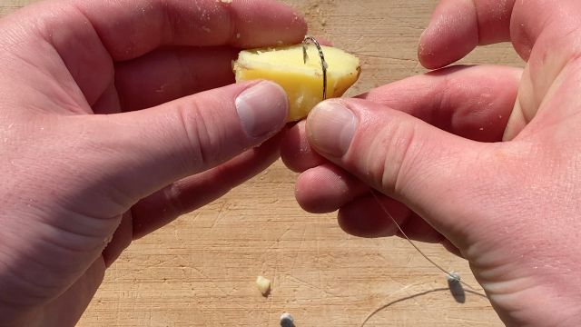 Penvissen met gekookte aardappels stap 2